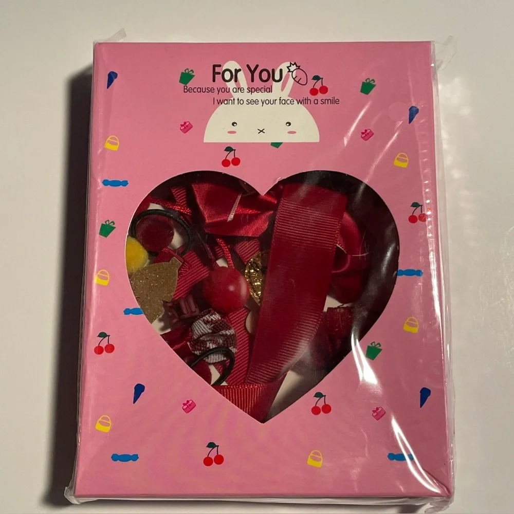 Hair Clips, Bows, Barrette And Hair Ties Set For Girls. 18 Pieces New In Box.